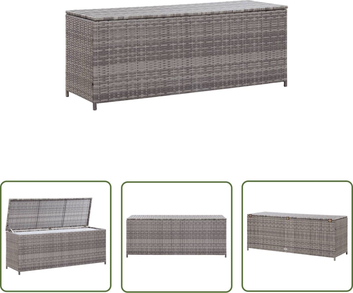 the living store tuinbox 150x50x60 cm poly rattan grijs tuinopslag