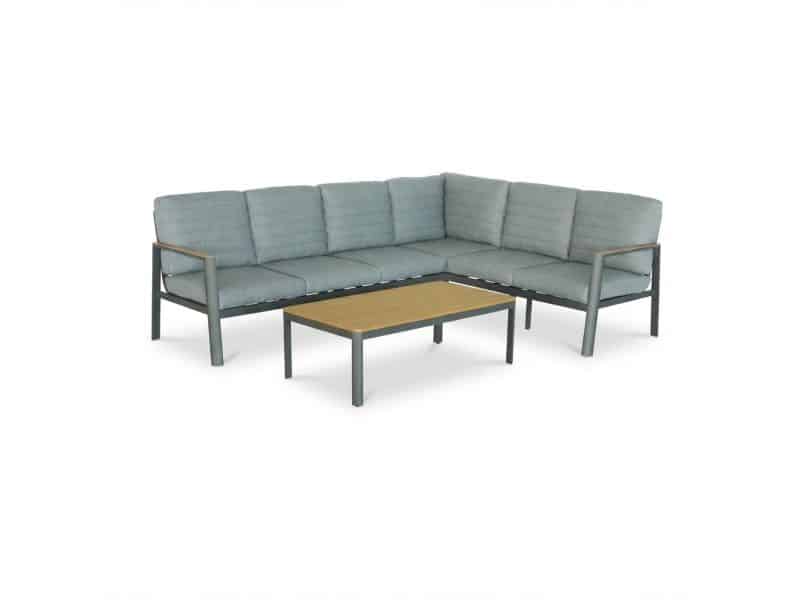 Tokyo hoek loungeset 6 personen incl. tafel | aluminium + polywood | antraciet | 4-delig - 264x204cm