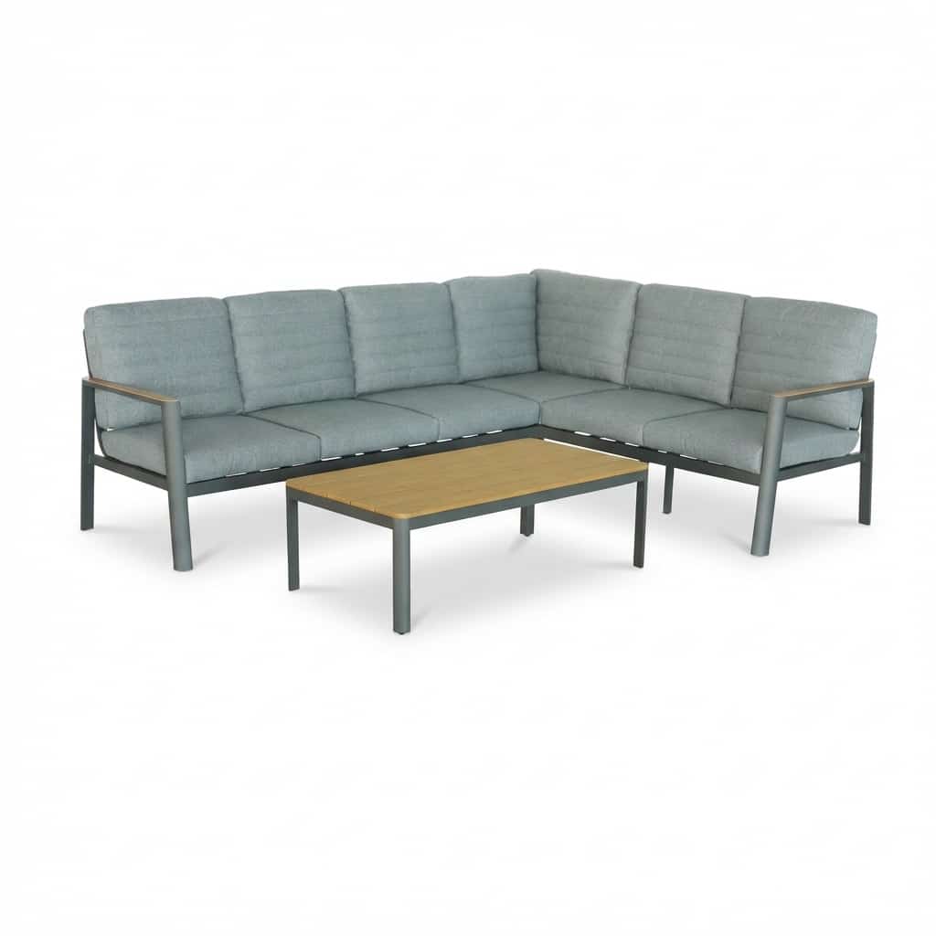 tokyo hoek loungeset 6 personen incl. tafel | aluminium + polywood | antraciet | 4 delig 264x204cm