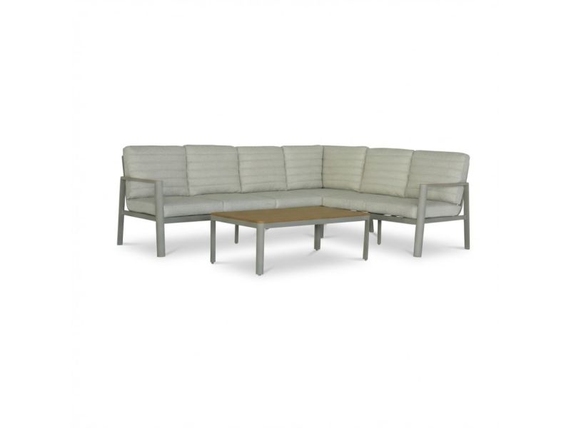Tokyo hoek loungeset 6 personen incl. tafel | aluminium + polywood | beige | 4-delig - 264x204cm