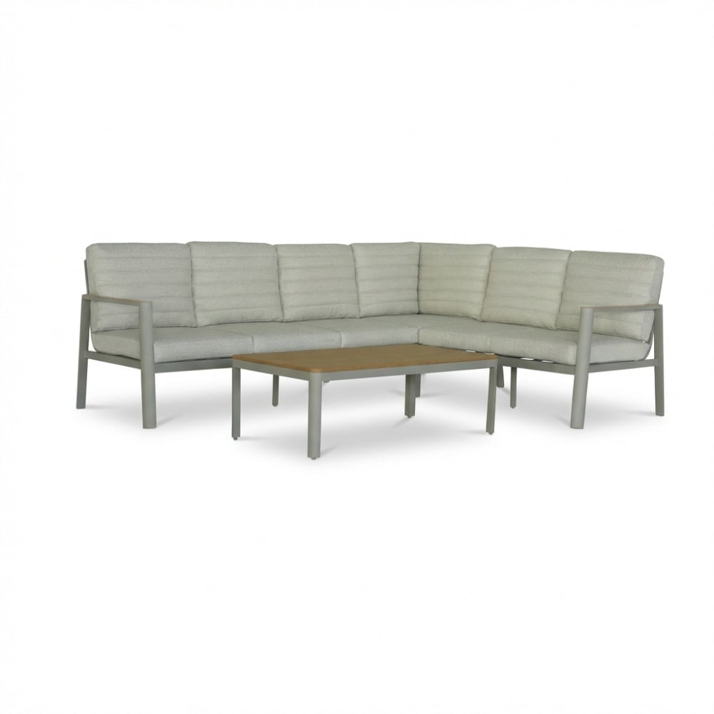 tokyo hoek loungeset 6 personen incl. tafel | aluminium + polywood | beige | 4 delig 264x204cm