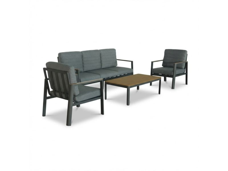 Tokyo stoel-bank loungeset 5 personen incl. tafel | aluminium + polywood | antraciet | 4-delig