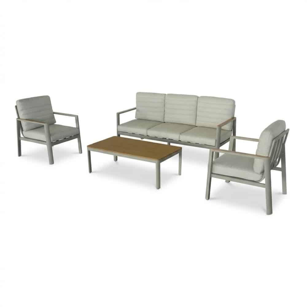 tokyo stoel bank loungeset 5 personen incl. tafel | aluminium + polywood | beige | 4 delig