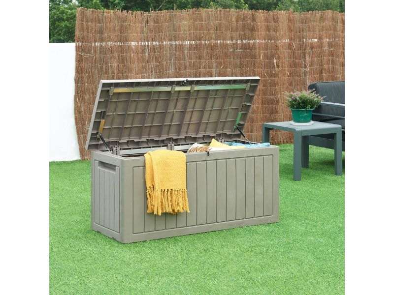 Tuin opbergbox Filetto 124x52,5x57 cm beige en houtkleurig casa.pro