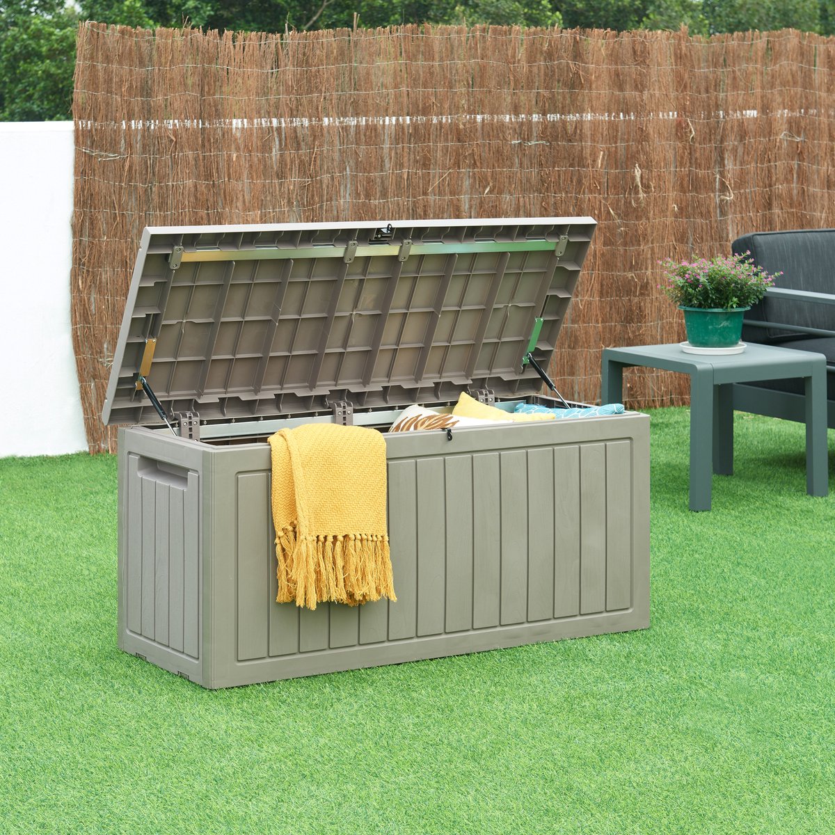 tuin opbergbox filetto 124×52,5×57 cm beige en houtkleurig casa.pro