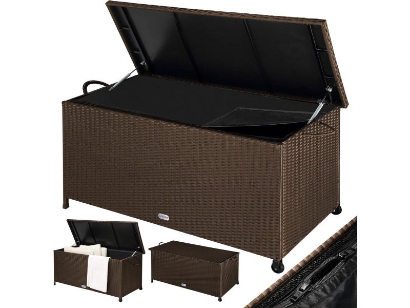 Tuin Opbergbox Poly-Rattan Bruin - Waterdicht Kussenbox voor Buiten