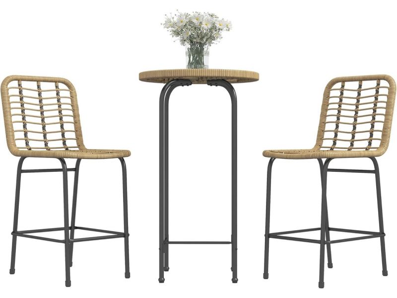 Tuinbarset Boho Design - 3-delige Bistroset met Hoge Tafel en
