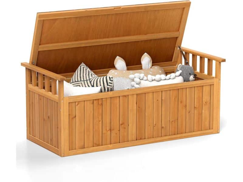 Tuinbox hout - 2-zitsbank met opbergruimte - 209 liter opbergbox met deksel