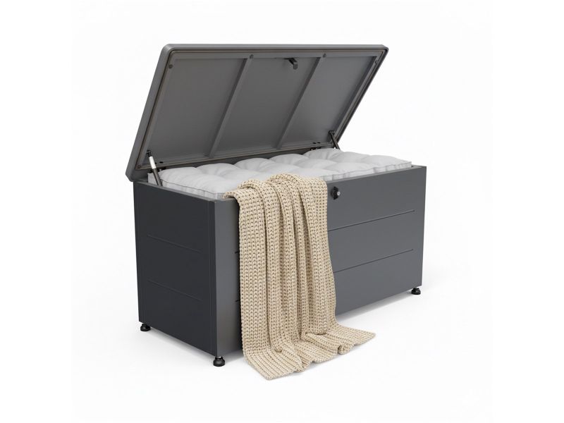 Tuinbox - zwart - 115x59x50 cm - kunststof - met deksel