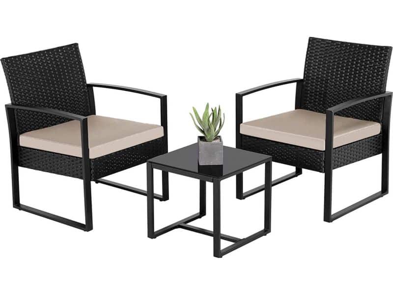 Tuinmeubelset 3-delig polyrotan zitgroep met bank en tafel tuingarnituur balkonset