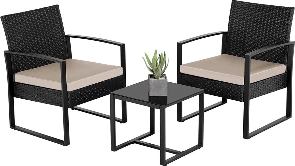 tuinmeubelset 3 delig polyrotan zitgroep met bank en tafel tuingarnituur balkonset