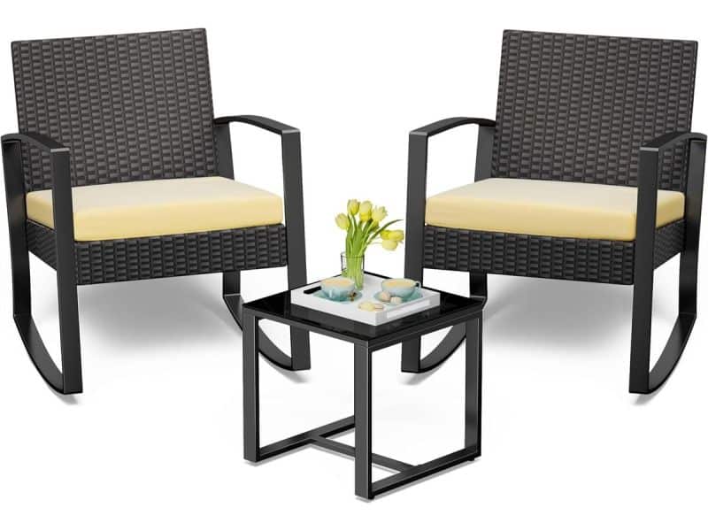 Tuinstoelen wicker - Tuinmeubelen - Tuinstoelen met Tafel - Kussen