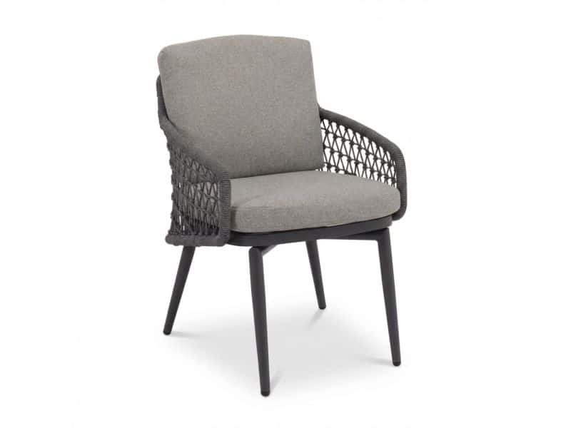 Vedra dining tuinstoel | touw + aluminium | antraciet