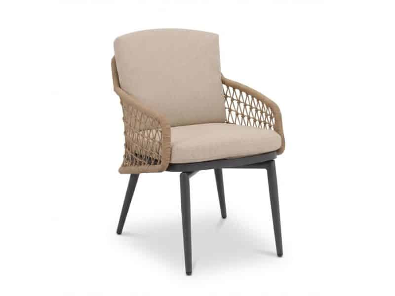 Vedra dining tuinstoel | touw + aluminium | beige