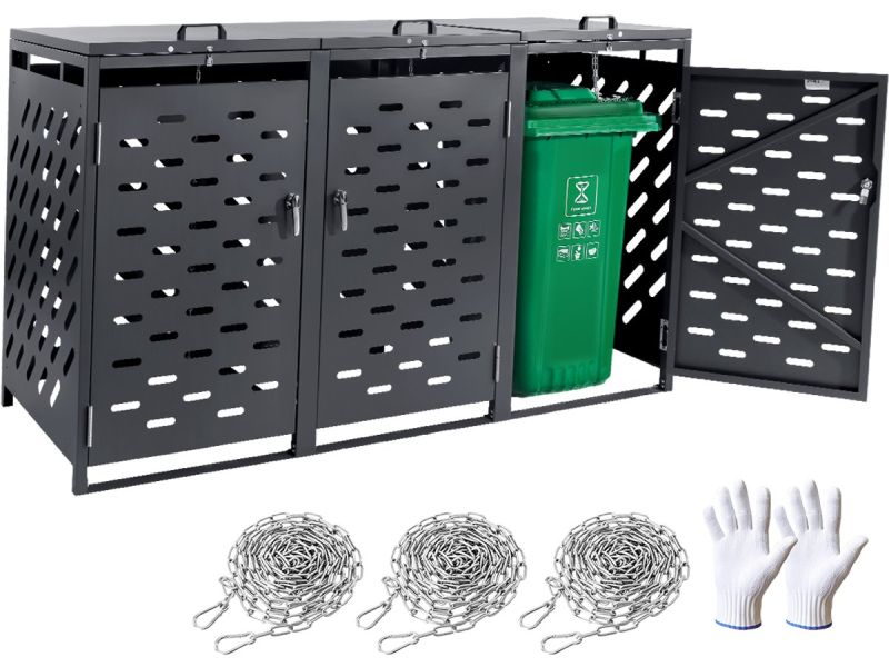 VEVOR Afvalbak Box Afvalbak Huis Afvalbak Deksel Afvalcontainer 3x 240l