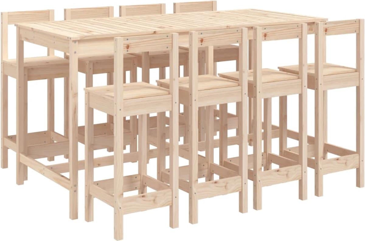 vidaxl 9 delige barset massief grenenhout