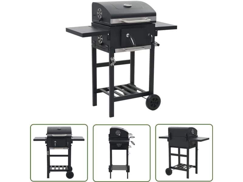 vidaXL Barbecues - Houtkolen Bbq - Houtskoolbarbecue met onderplank zwart