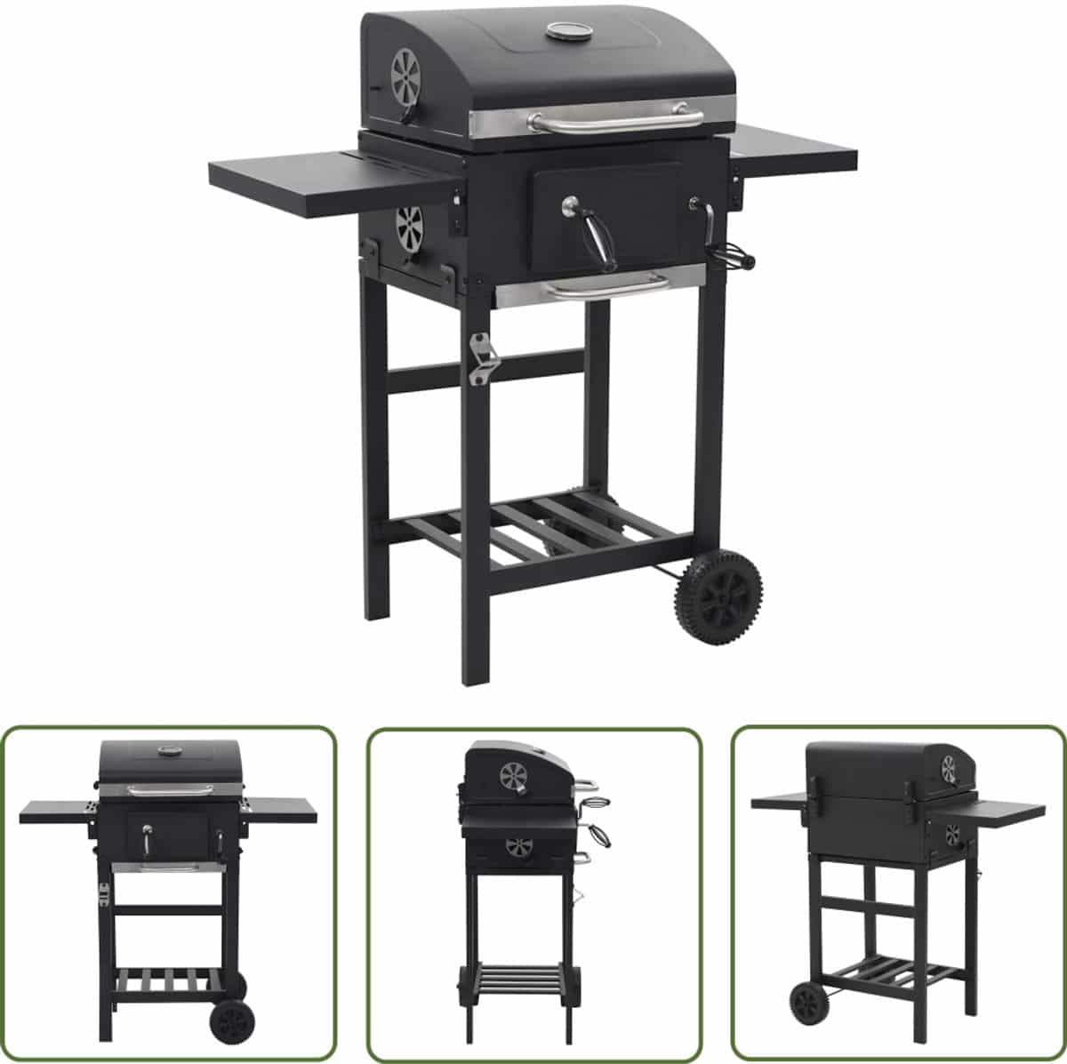 vidaxl barbecues houtkolen bbq houtskoolbarbecue met onderplank zwart