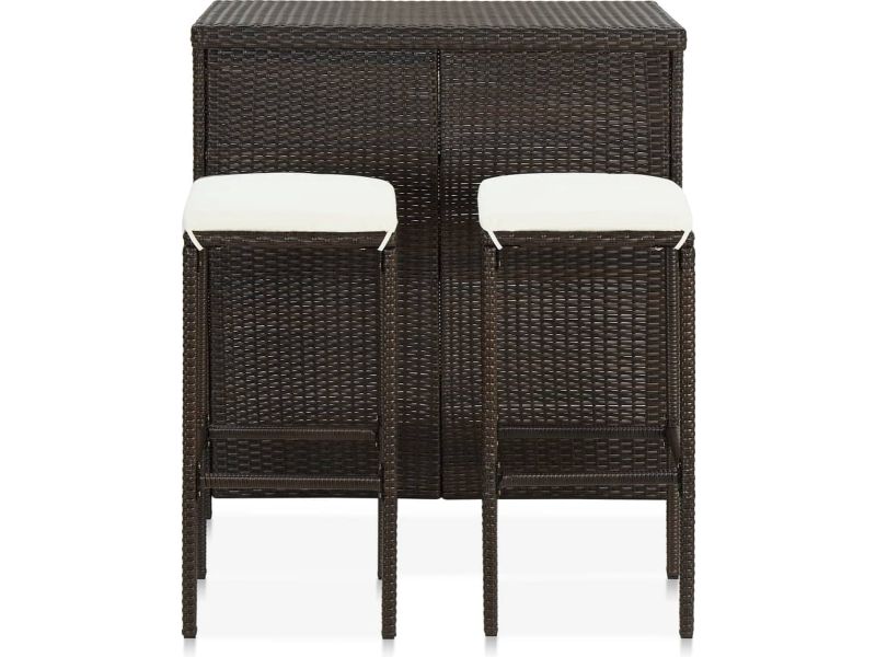 vidaXL Barset - 3-delig - Poly Rattan - Bruin Barset