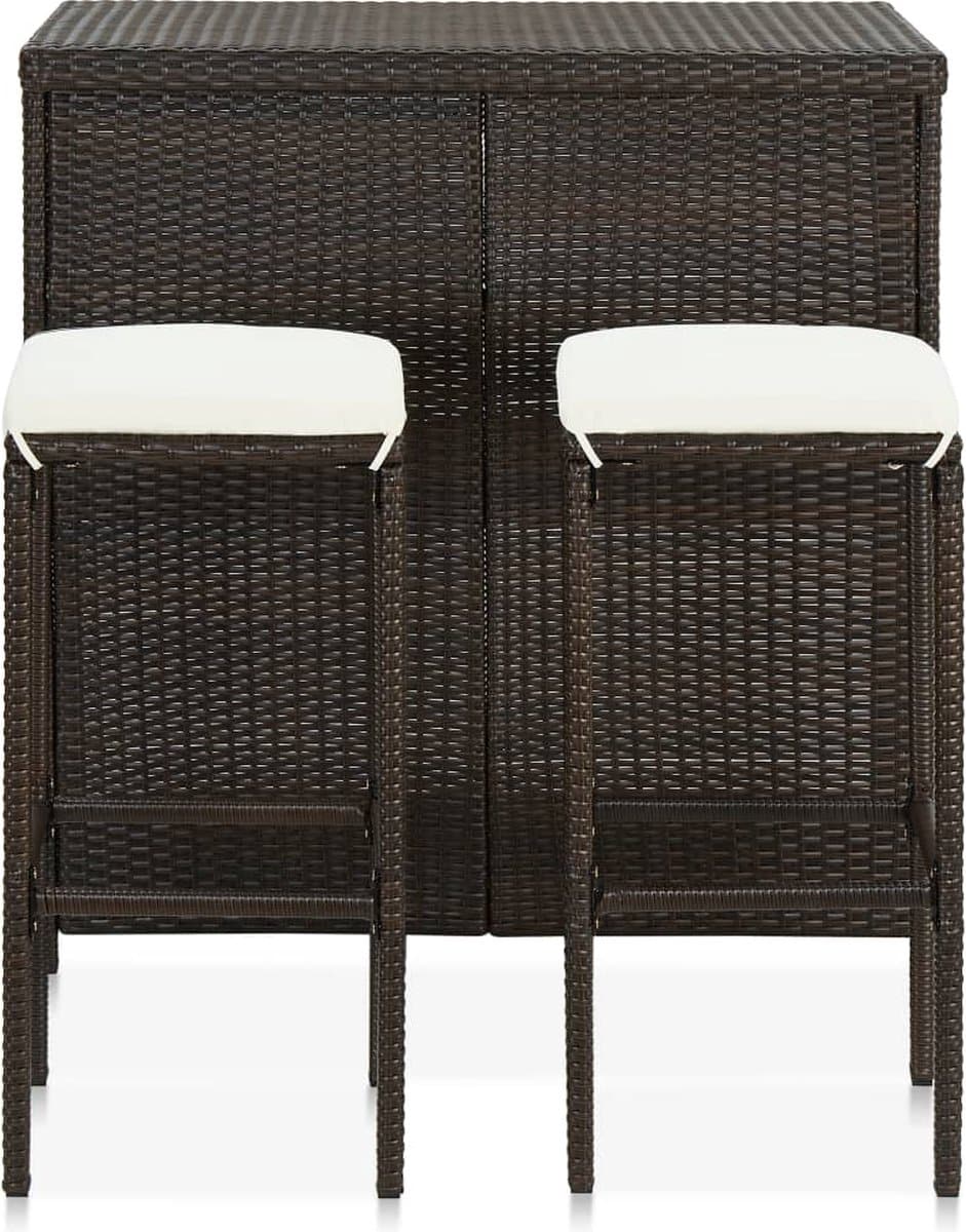 vidaxl barset 3 delig poly rattan bruin barset