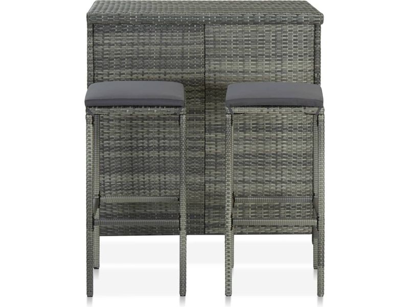 vidaXL Barset 3-delig - Poly Rattan - Grijs Barset