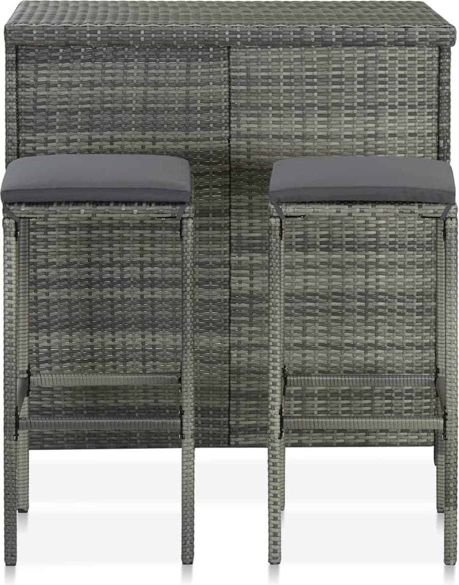 vidaxl barset 3 delig poly rattan grijs barset