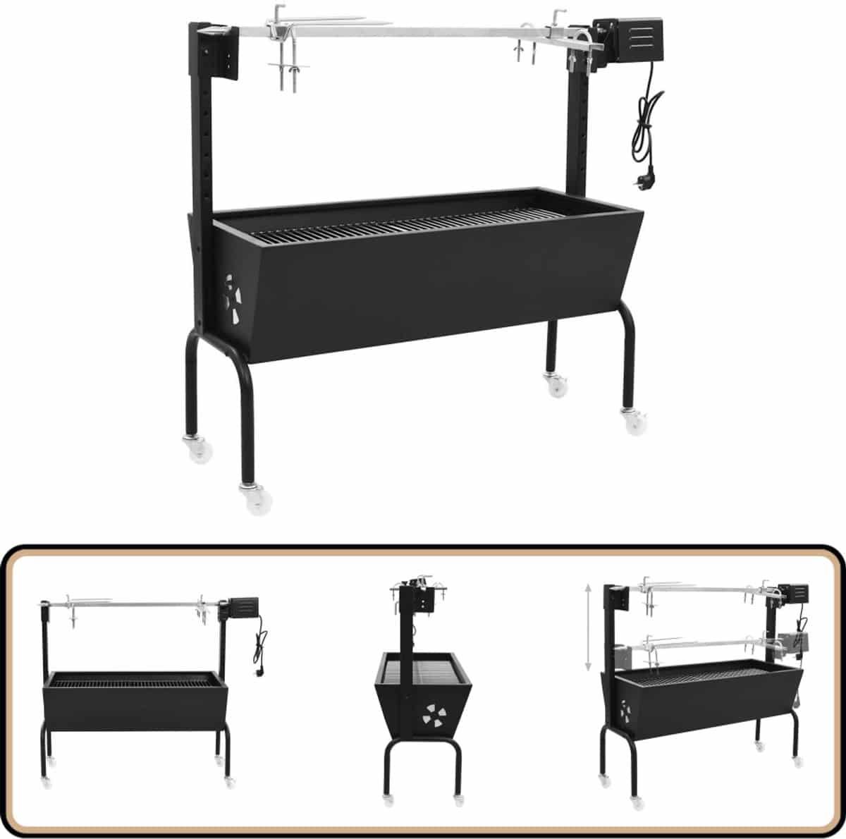 vidaxl bbq draaispit elektrisch rvs 113x40x92cm bbq