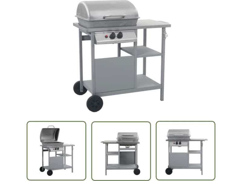 vidaXL Bbq - Gasbarbecue - Gasbarbecue met 3-laags zijtafel zwart