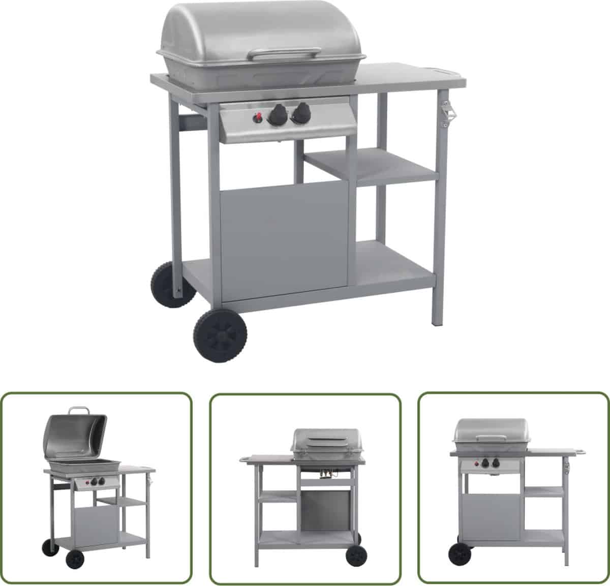 vidaxl bbq gasbarbecue gasbarbecue met 3 laags zijtafel zwart