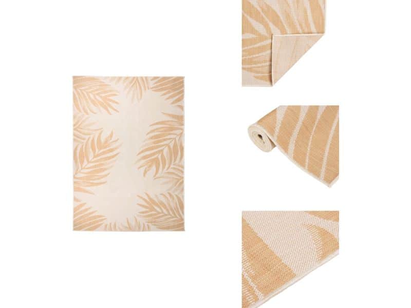 vidaXL Buitenkleed - Buitenkleden - Tuinkleed - Platgeweven Buitenkleed - Buitenkleed met bladpatroon platgeweven 200x280 cm