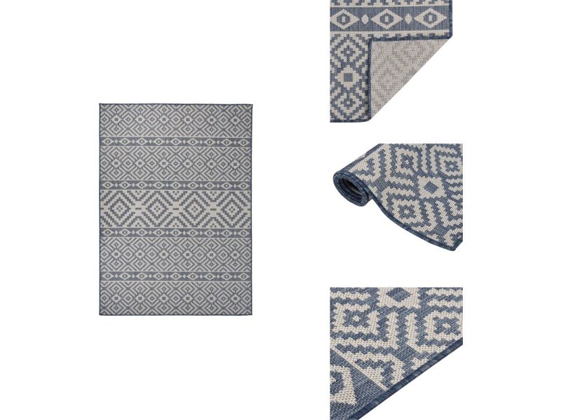 vidaXL Buitenkleed - Buitenkleden - Tuinkleed - Platgeweven Buitenkleed - Buitenkleed met patroon platgeweven 200x280 cm blauw