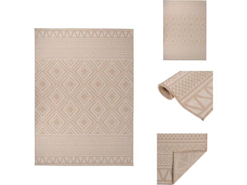 vidaXL Buitenkleed - Buitenkleden - Tuinkleed - Platgeweven Buitenkleed - Buitenkleed met patroon platgeweven 200x280 cm bruin