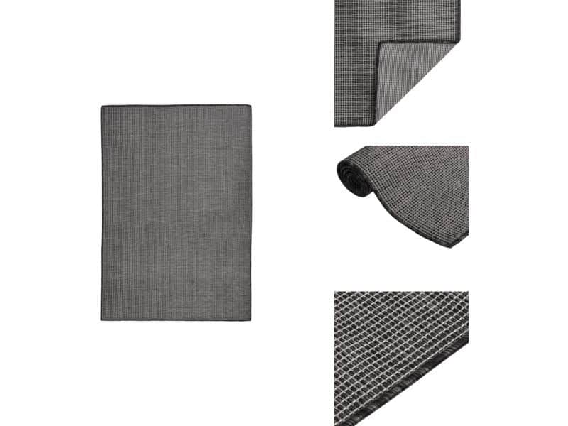 vidaXL Buitenkleed - Buitenkleden - Tuinkleed - Platgeweven Buitenkleed - Buitenkleed platgeweven 160x230 cm grijs