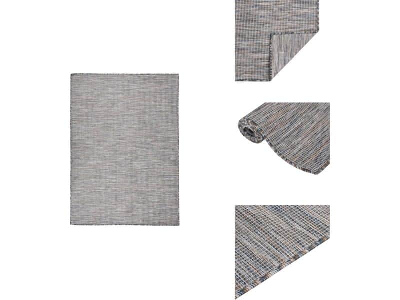 vidaXL Buitenkleed - Buitenkleden - Tuinkleed - Platgeweven Buitenkleed - Buitenkleed platgeweven 200x280 cm bruin en blauw