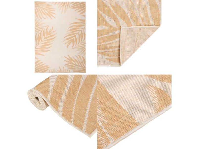 vidaXL Buitenkleed met bladpatroon platgeweven 200x280 cm - Buitenkleed - Buitenkleden - Tuinkleed - Platgeweven Buitenkleed