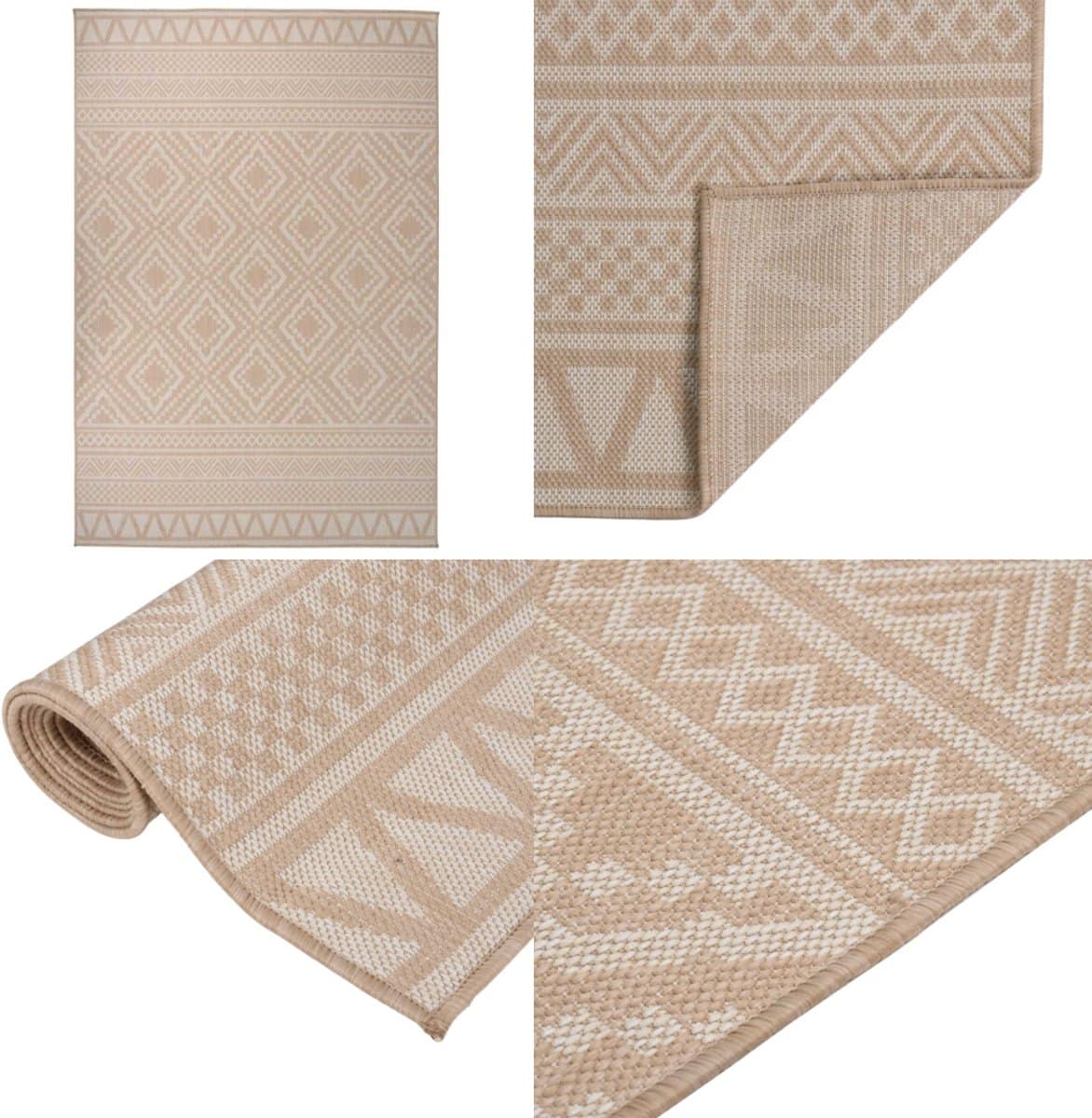 vidaxl buitenkleed met patroon platgeweven 160×230 cm bruin buitenkleed buitenkleden tuinkleed platgeweven buitenkleed