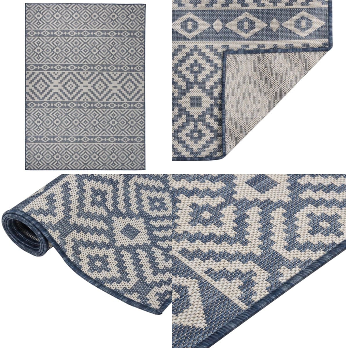 vidaxl buitenkleed met patroon platgeweven 200×280 cm blauw buitenkleed buitenkleden tuinkleed platgeweven buitenkleed