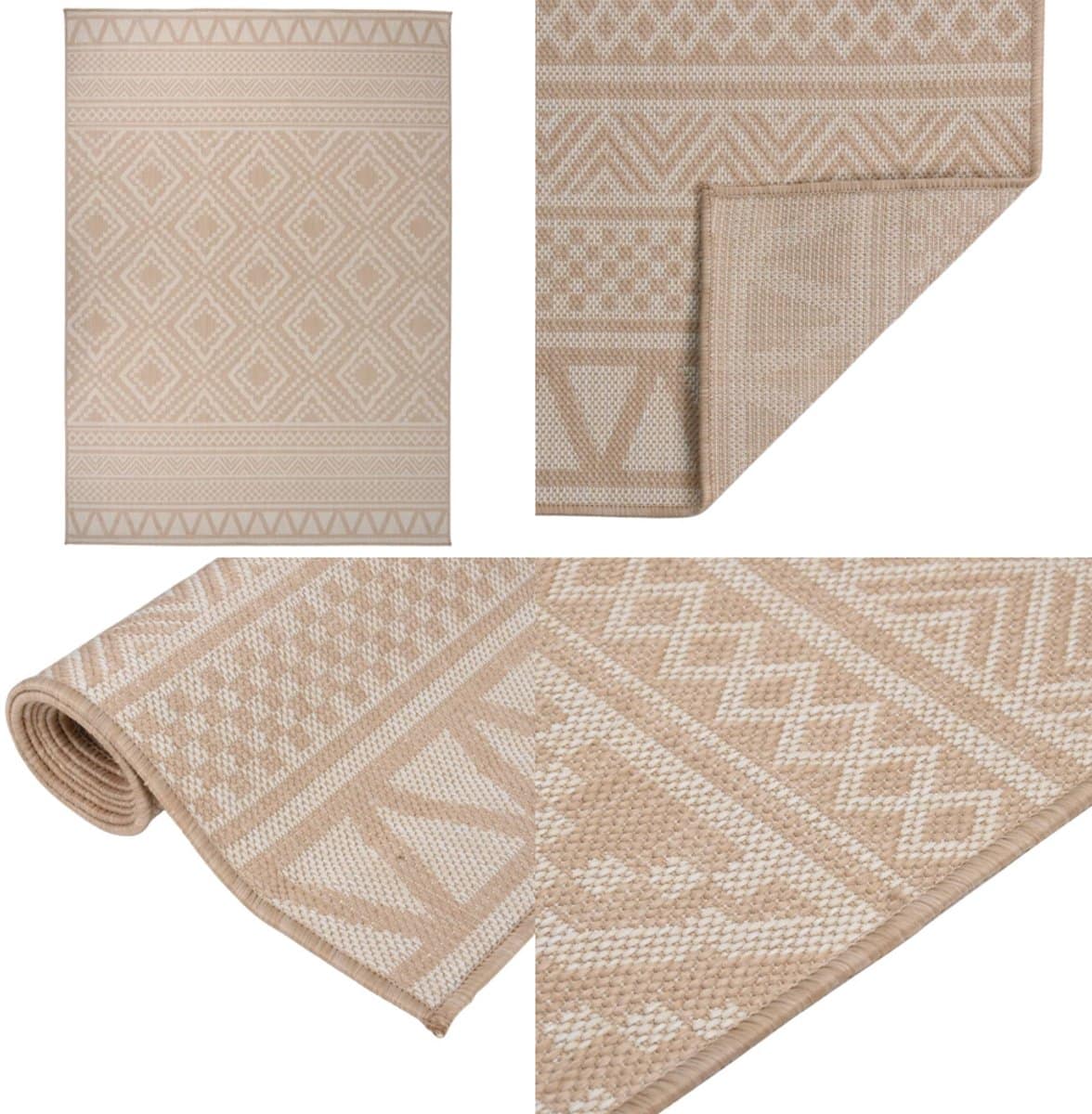 vidaxl buitenkleed met patroon platgeweven 200×280 cm bruin buitenkleed buitenkleden tuinkleed platgeweven buitenkleed