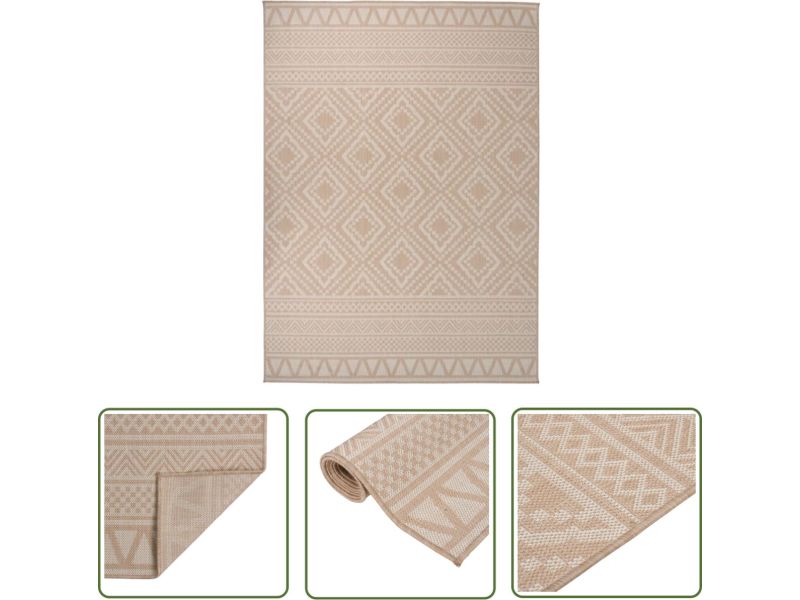 vidaXL Buitenkleed - Tuintapijten - Buitenkleed met patroon platgeweven 200x280 cm bruin - Patiodekentjes - Veranda Kleden - Terrasvloerbekleding