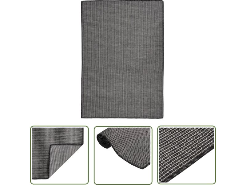 vidaXL Buitentapij - Platgeweven Terrasvloer - Buitenkleed platgeweven 160x230 cm grijs - Balkontapij - Tuintapijt - Outdoor Rug
