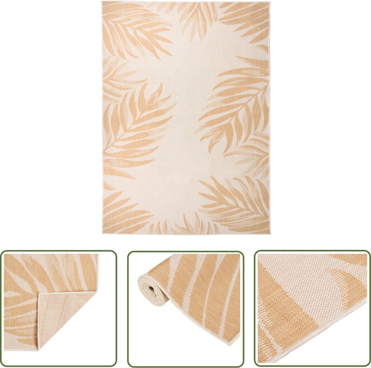vidaxl buitentapijten tuintapijten buitenkleed met bladpatroon platgeweven 200×280 cm terrasvloer balkontapis uv bestendig