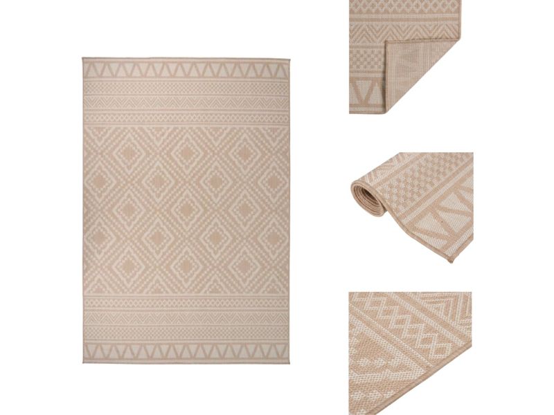 vidaXL Buitenvloerkleden - Tuintapijten - Buitenkleed met patroon platgeweven 160x230 cm bruin - Patiodekentjes - Terrastapijt - Veranda Tapijt