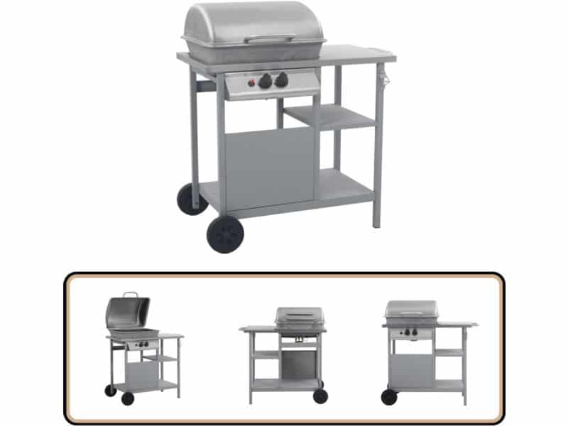 vidaXL Gasbarbecue - Zwart/Zilver - 3-laags zijtafel BBQ - Gasbarbecue