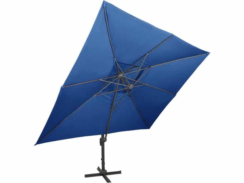 vidaXL Zweefparasol - Dubbel Dak - 400x300 cm - Azuurblauw