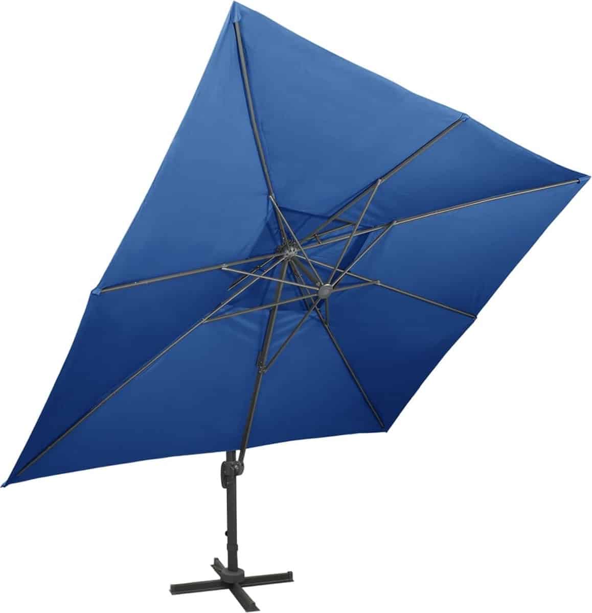 vidaxl zweefparasol dubbel dak 400×300 cm azuurblauw