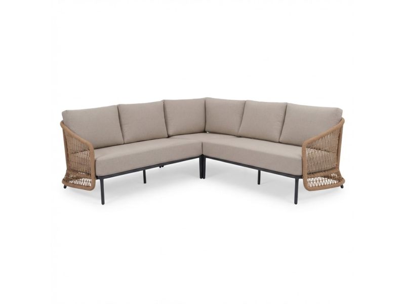 Vienna hoek loungeset 5 personen | wicker + aluminium | zand | 3-delig - 223x223cm