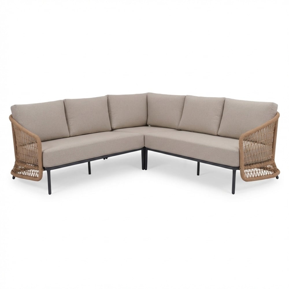 vienna hoek loungeset 5 personen | wicker + aluminium | zand | 3 delig 223x223cm