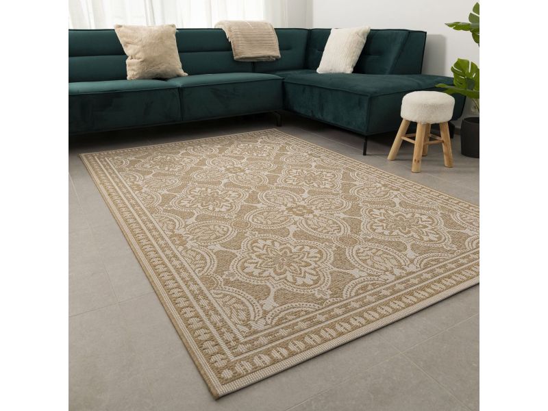 Vloerkleed Buiten - Buitenkleed Laagpolig Beige Vloerkleed Koho Outdoor Tapijt - 200x290cm- Modern - Woonkamer - Salon - Slaapkamer - Eetkamer