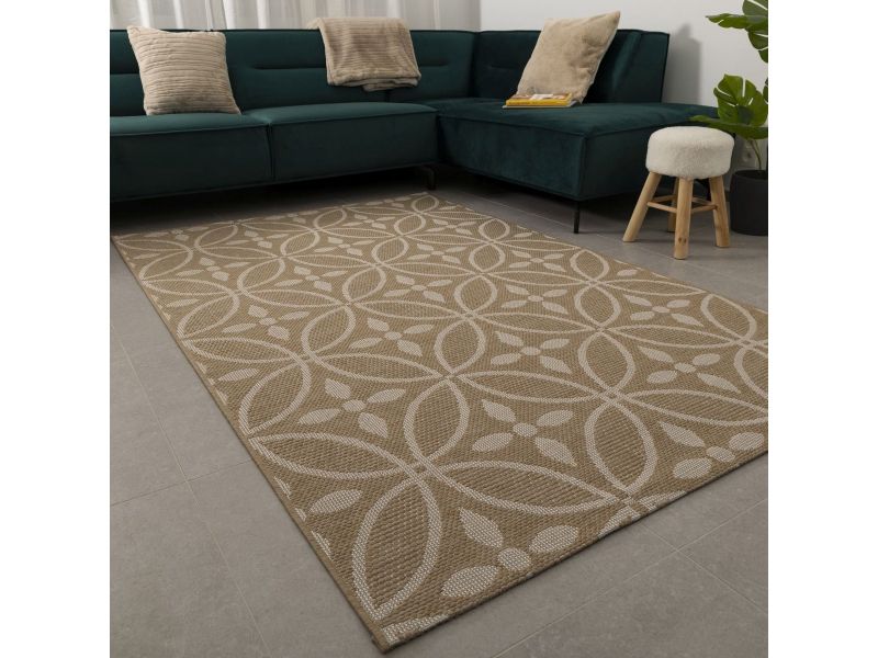 Vloerkleed Buiten - Buitenkleed Laagpolig Beige Vloerkleed Koho Outdoor Tapijt - 200x290cm- Modern - Woonkamer - Salon - Slaapkamer - Eetkamer