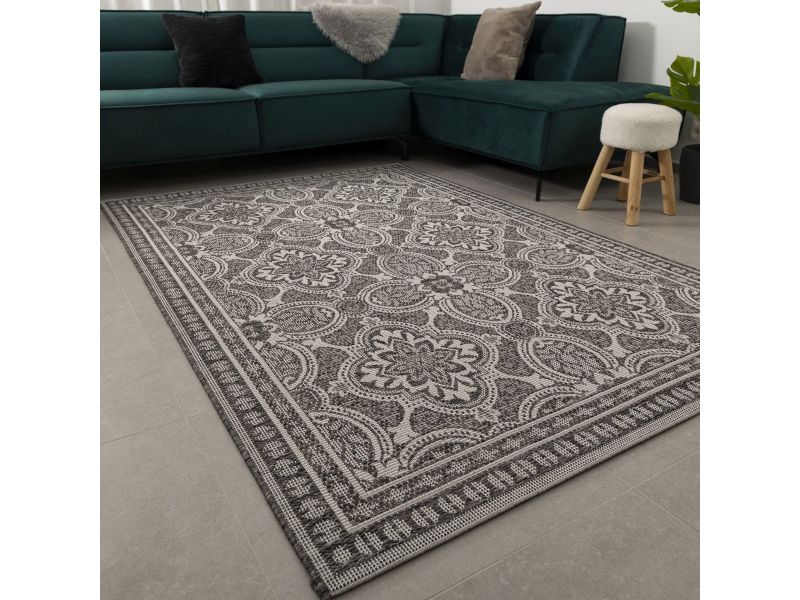 Vloerkleed Buiten - Buitenkleed Laagpolig Grijs Vloerkleed Koho Outdoor Tapijt - 200x290cm- Modern - Woonkamer - Salon - Slaapkamer - Eetkamer